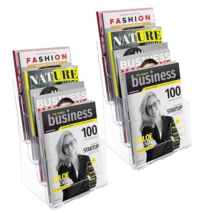 Buy Kurtzy A4 Literature Display Stand (2 Pack) 4 Pocket Clear