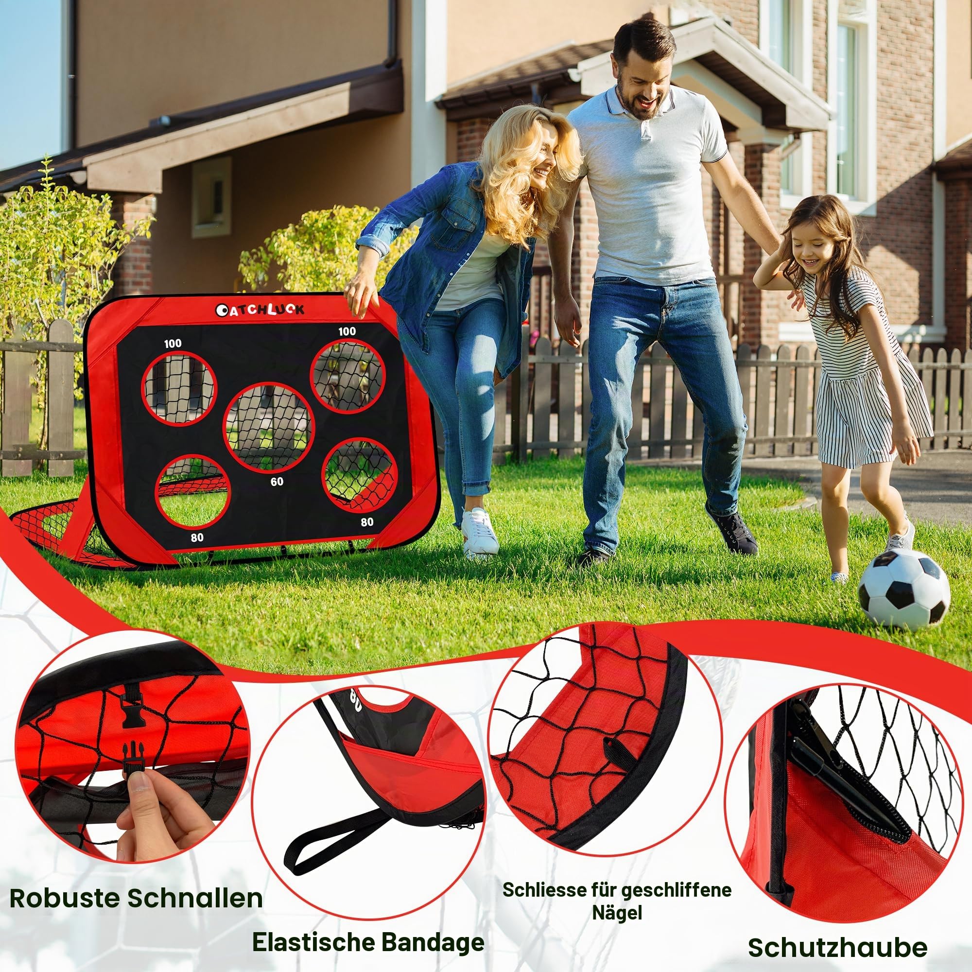 Fussballtore für Garten Kinder Pop Up Fussballtor mit 6 Hindernissen, Zielen und Tragetasche, Tor Kinder Fußball Tore
