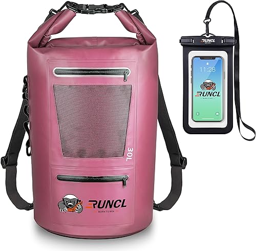 RUNCL ANCOHUMA - Mochila impermeable de compresión en seco, de 10203040L con funda impermeable para teléfono móvil, construcción reforzada, sistema