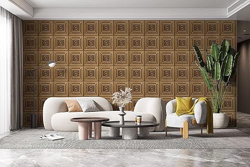 Miniatura 2 de Dundee Deco Rustic Botanical Antique Gold Glue Up or Lay in, PVC 3D Decorative Ceiling Panel, 2 ft X 2 ft (60cm X 60cm), 4 sq ft (0.37 sq m) Each,