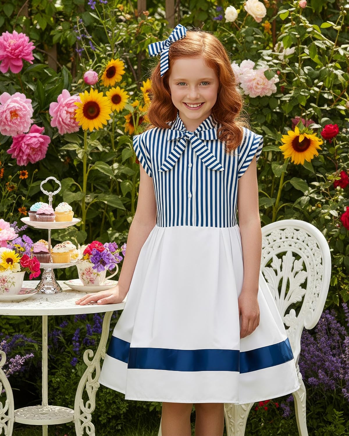 BlackButterfly Kids 'Polly' Vintage Striped Pin Up Dress - Image 3