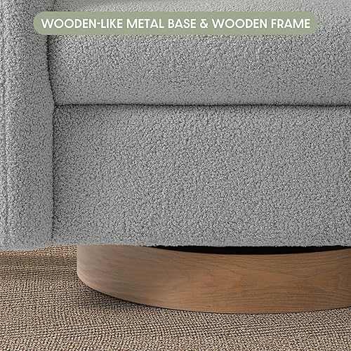 Vista 7 de WestinTrends Alexandria Mid-Century Modern Sherpa - Silla giratoria de barril color gris claro