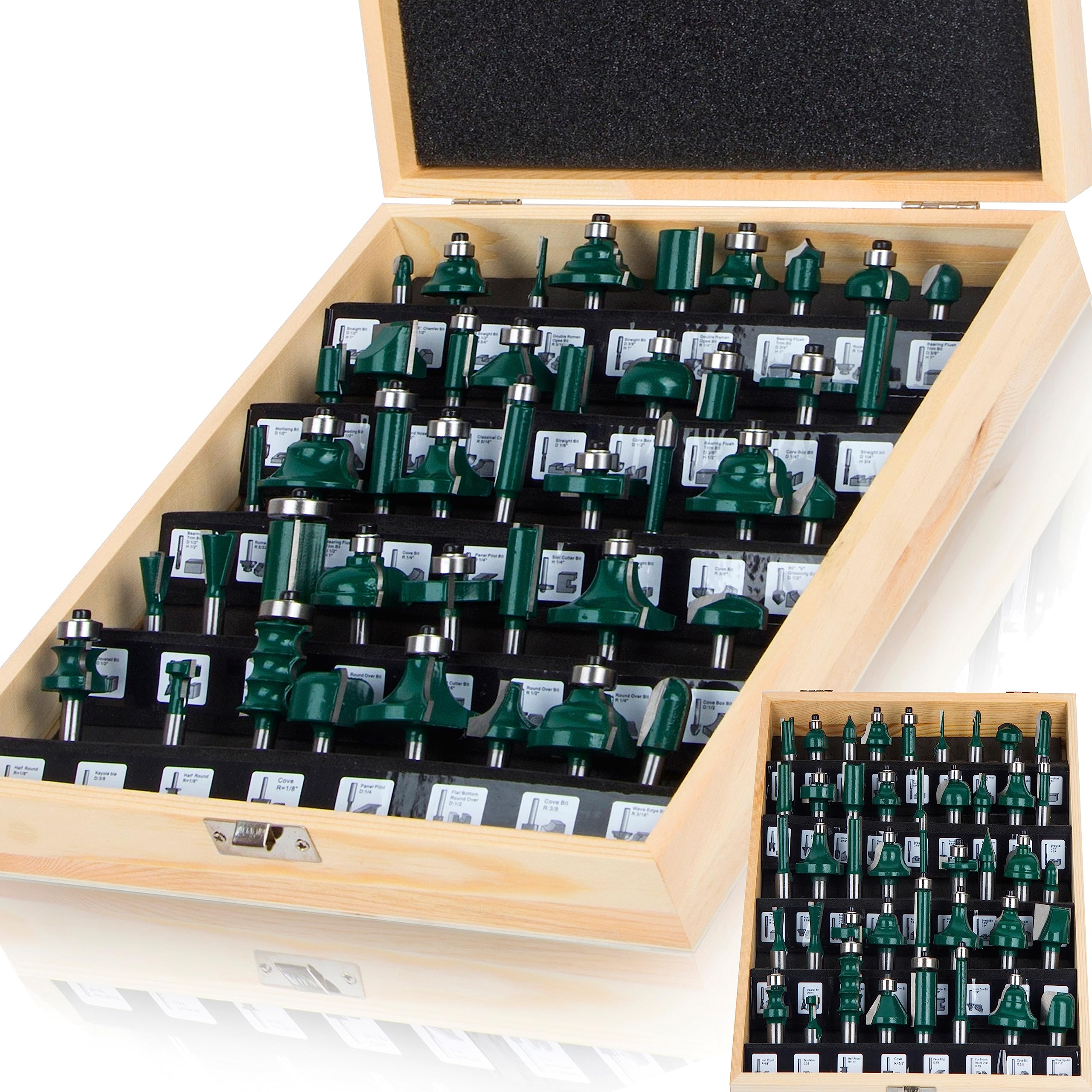 Lubein - Set di 5 punte per fresa con codolo da 1/2 pollice, con cuscinetto semicircolare, con punta arrotondata in carburo, set di punte per fresa per fresa e fresa CNC (G1-4)