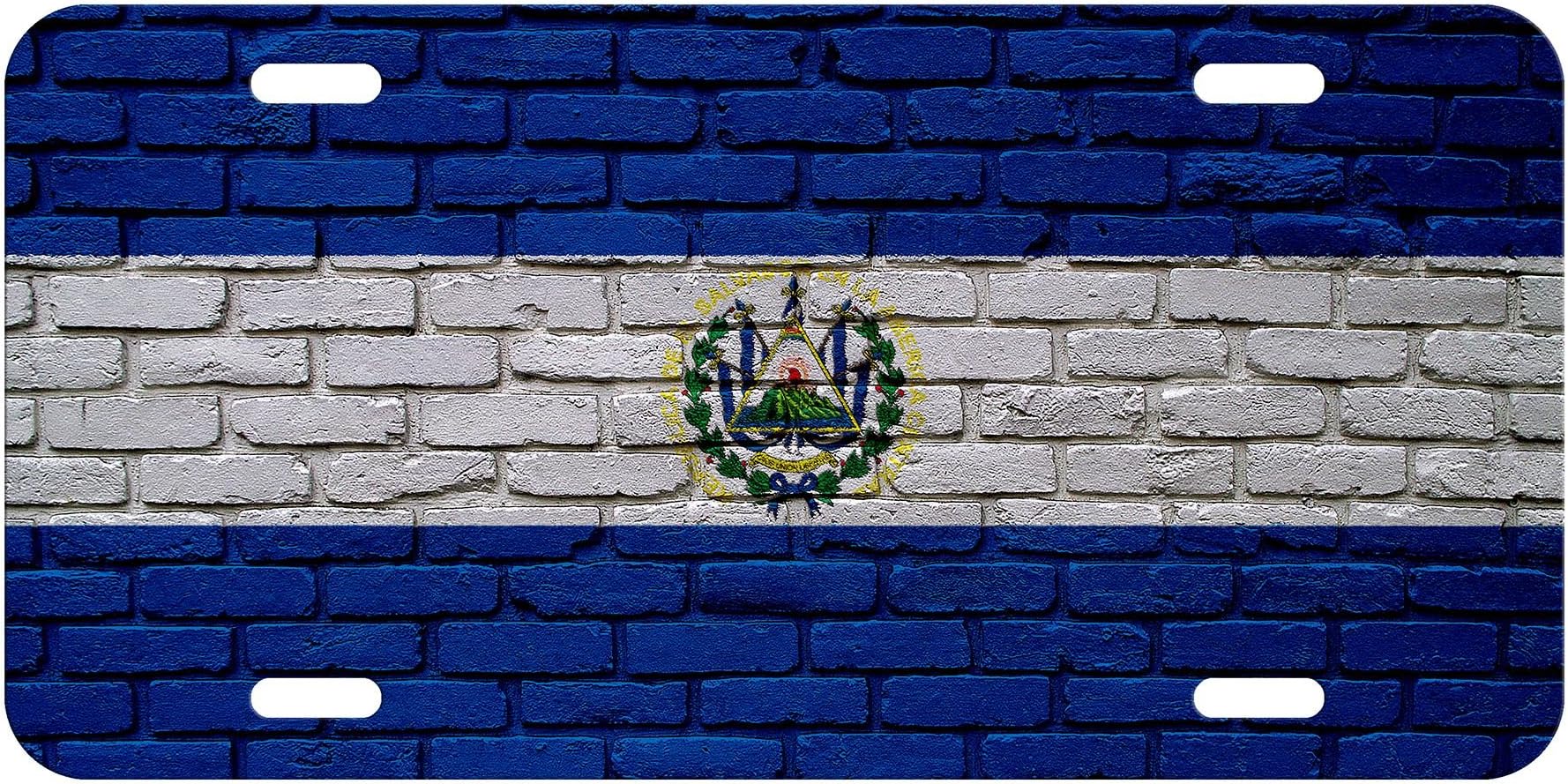 ExpressItBest Aluminum License Plate - Flag of El Salvador (Salvadorian) - Bricks