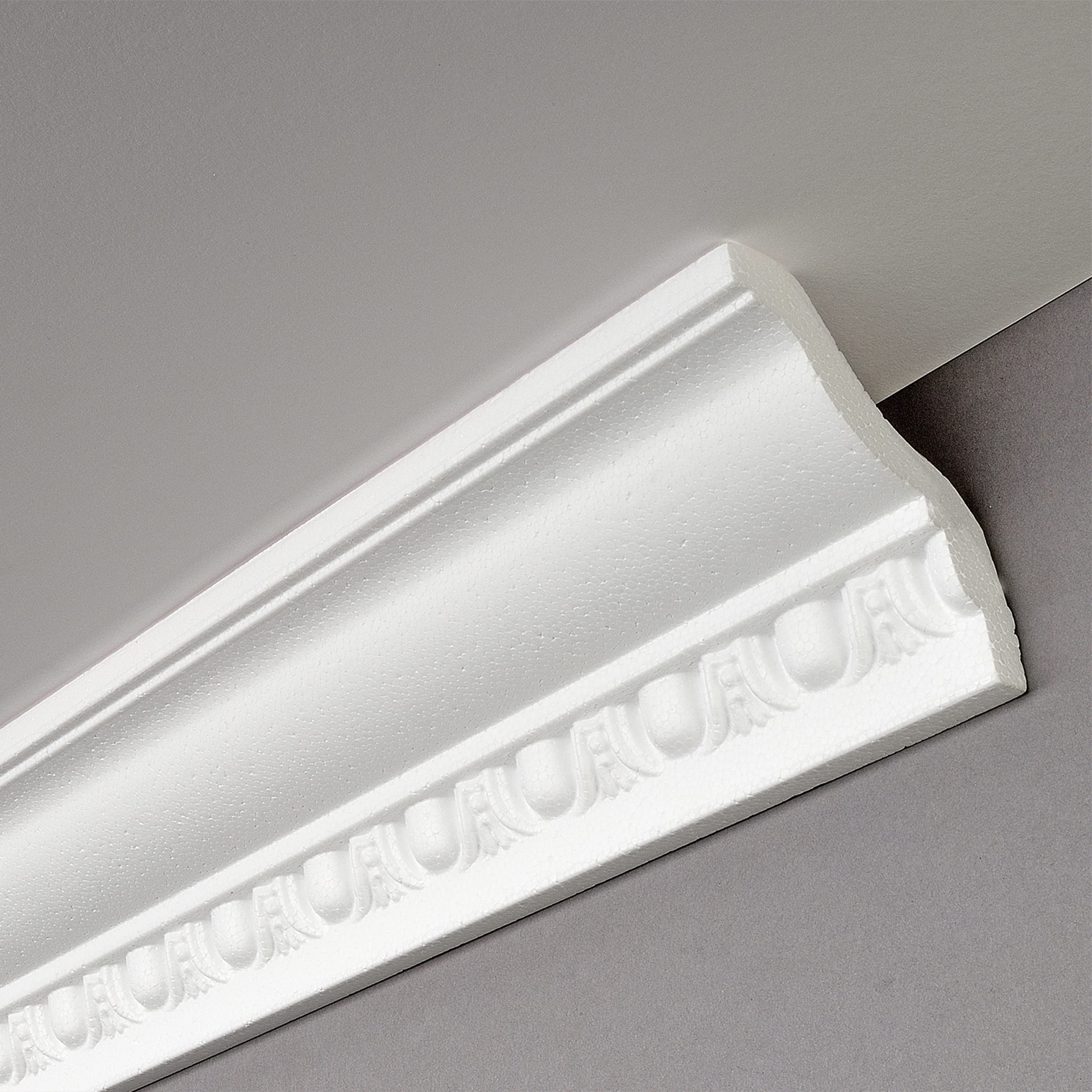 Decosa Stuckleiste G4 Giselle - Deckenleiste in Weiß - 10 Leisten à 2 m Länge = 20 m - Zierleiste aus Styropor 70 x 80 mm - Für Decke oder Wand