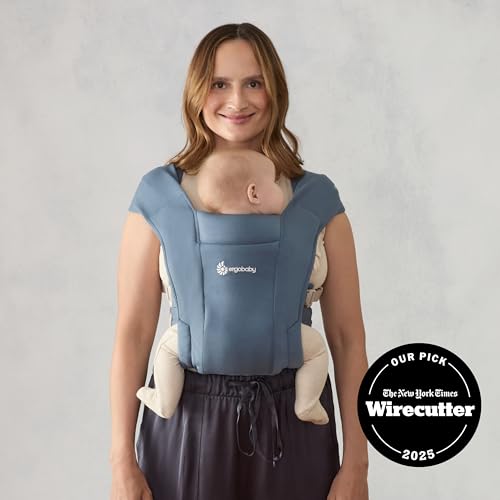 Image of Ergobaby Embrace Newborn Baby Carrier, Soft, Cosy & Lightweight Carrier, Ergonomic Head & Neck Support, Adjustable Waistbelt & Cross Straps, 2 Carry Positions 3-11 Kgs, 0-12 Months