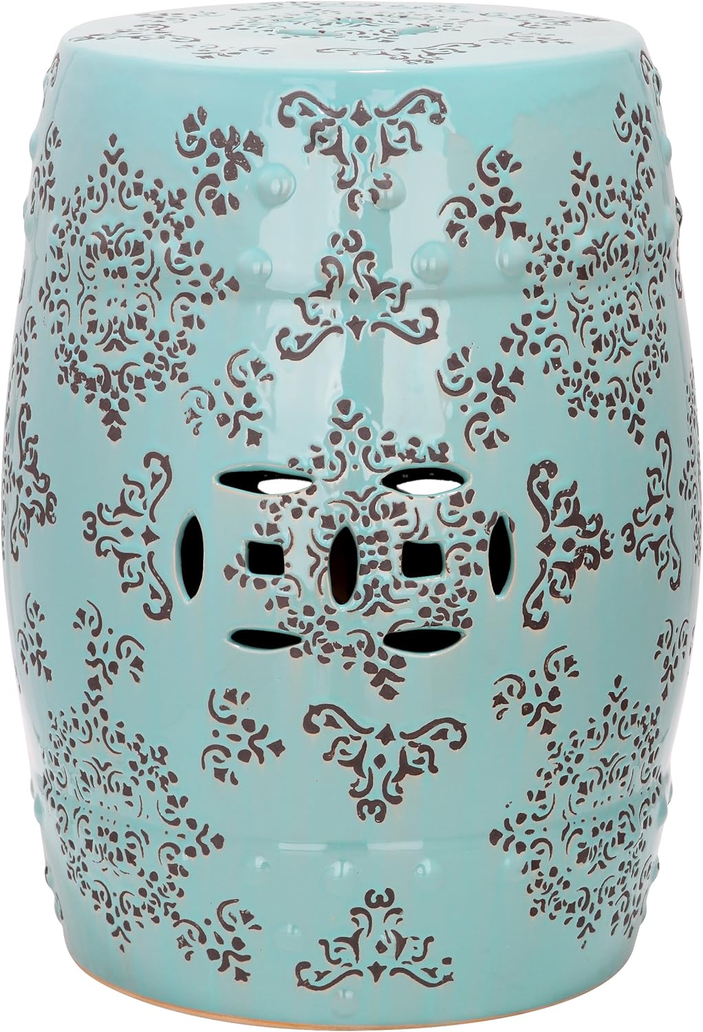 Safavieh Castle Gardens Collection Glazed Ceramic Robins Egg Blue Medallion Garden Stool
