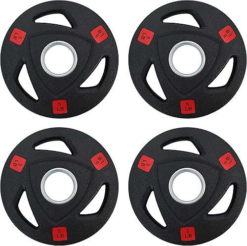 Miniatura 11 de Fitvids - Disco de pesas de hierro fundido olímpico de 2 pulgadas para entrenamiento de fuerza y levantamiento de pesas, estilo con revestimiento de