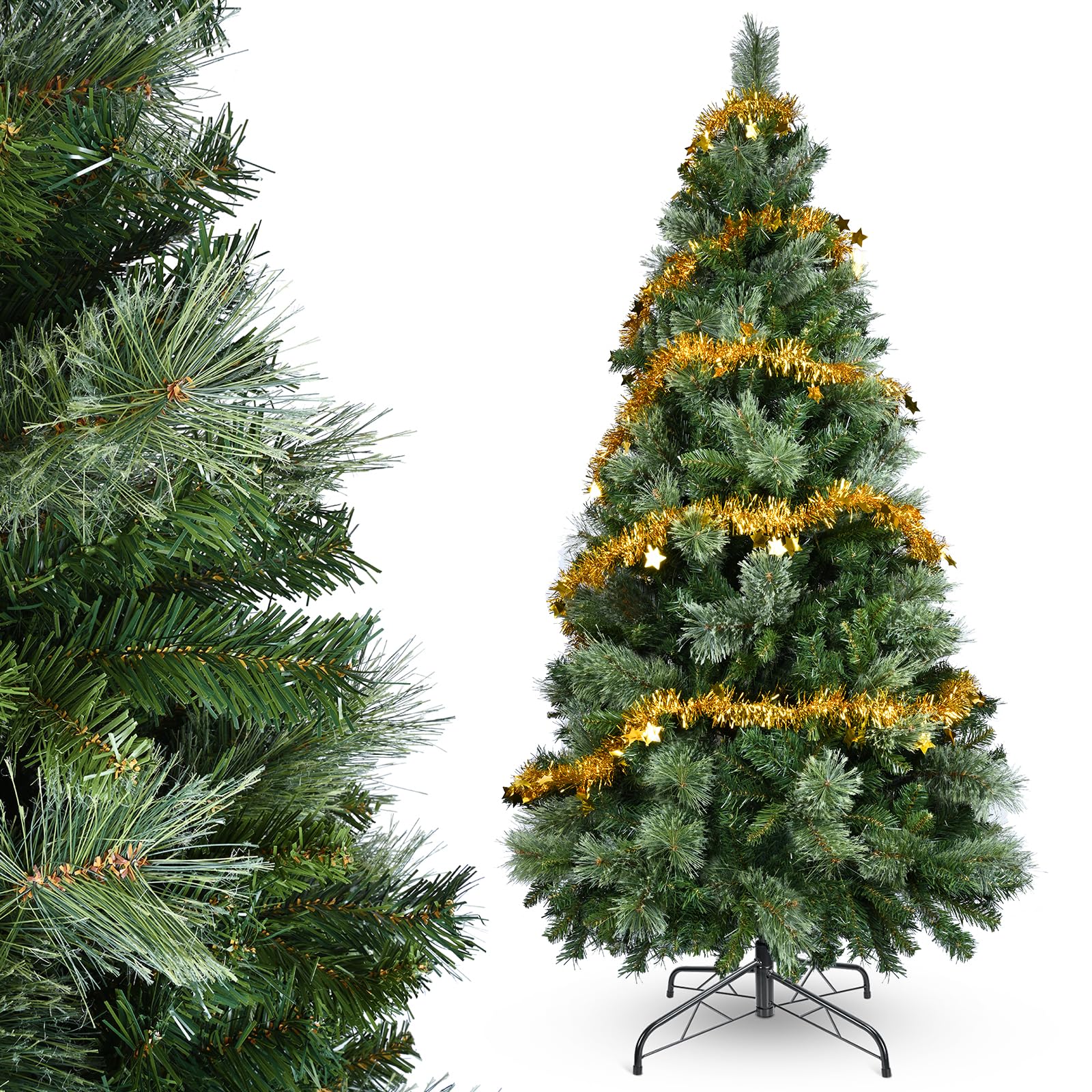 YEAUPE PRO Sapin de Noël Artificiel en PVC 160cm avec 800 Pointes, 3 Parties pour Montage Facile, Compact, Support Métallique