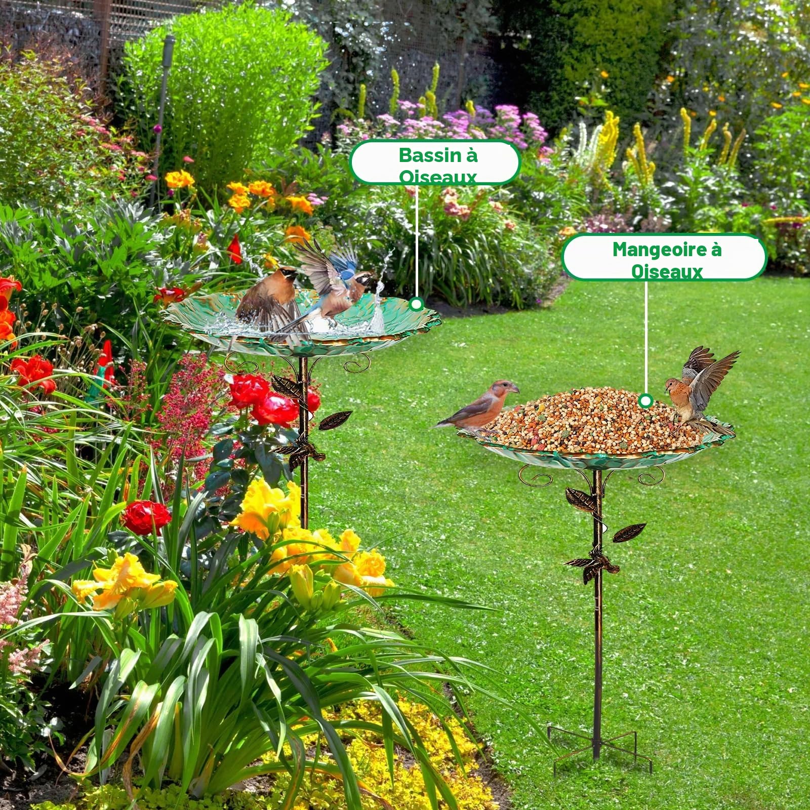 Abreuvoir Oiseaux Exterieur, Avec Un Socle Robuste À Cinq Pattes, Bac À Eau Pour Oiseaux Vintage En Métal De 78 Cm, Résistant Au Froid, Bac À Eau Sur Pied Pour Jardin