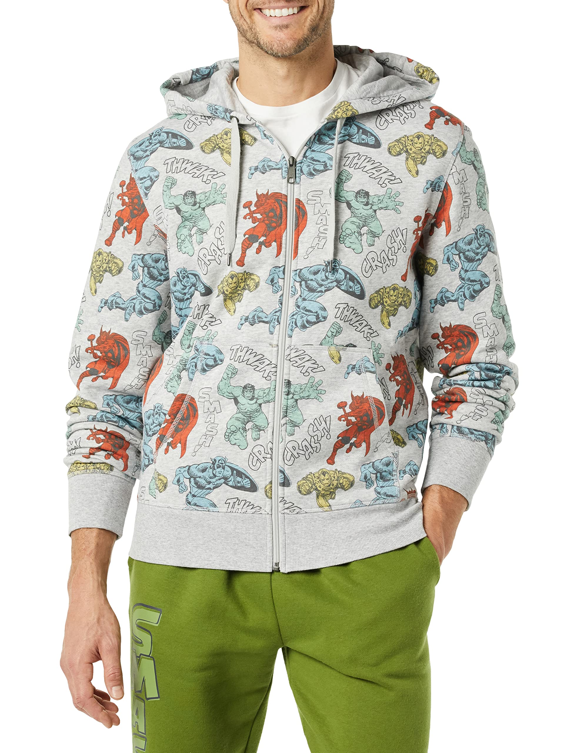 Amazon Essentials Disney | Marvel | Star Wars Felpe con Cappuccio in Pile con Cerniera Intera - Colori Fuori Produzione Uomo