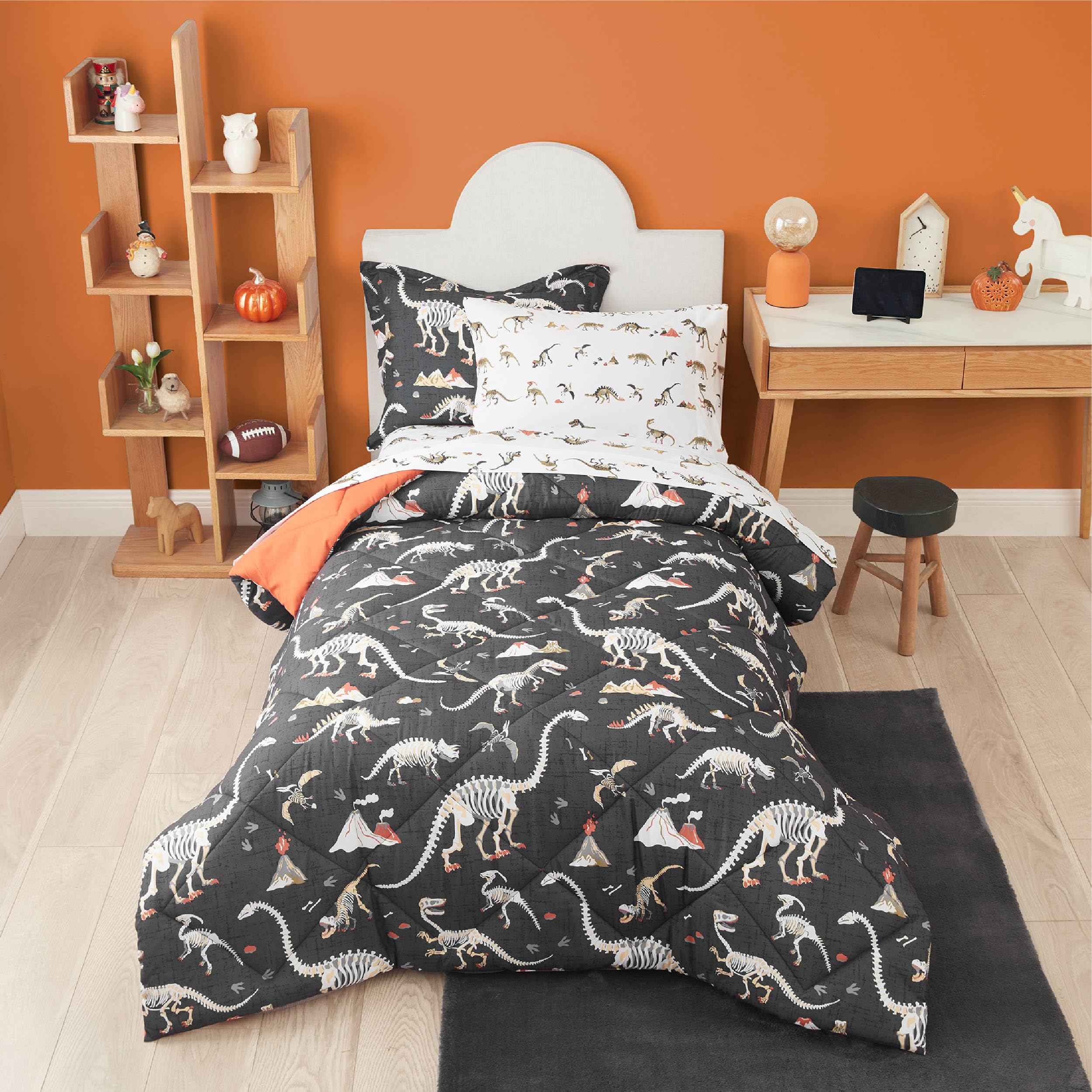 Juego de edredón para niños individual PPOLCA color gris con fundas de almohada