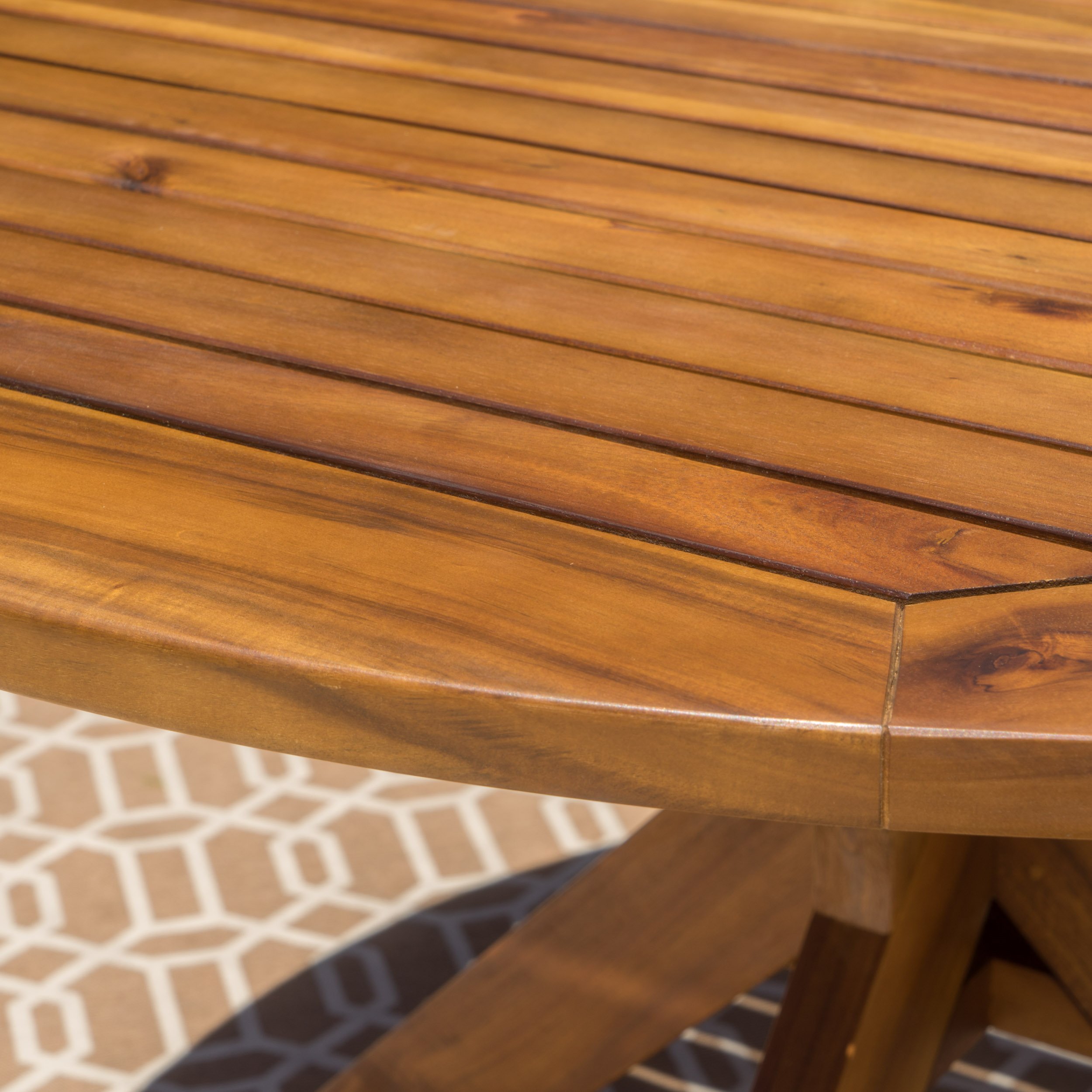 Christopher Knight Home Stamford - Mesa de comedor redonda de madera de acacia para exteriores, acabado de teca 2