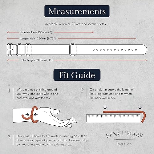 Miniatura 5 de Benchmark Correa de reloj de nailon - Una pieza de nailon balístico resistente al agua - Correa de reloj estilo militar Zulu para hombres y mujeres