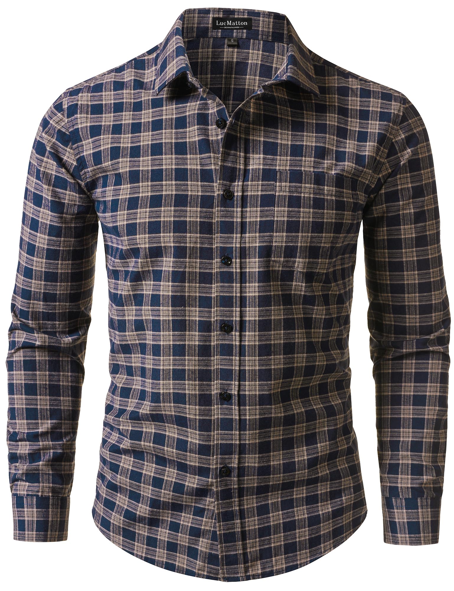 Men's Long Sleeve Plaid Button Down Dress Shirt