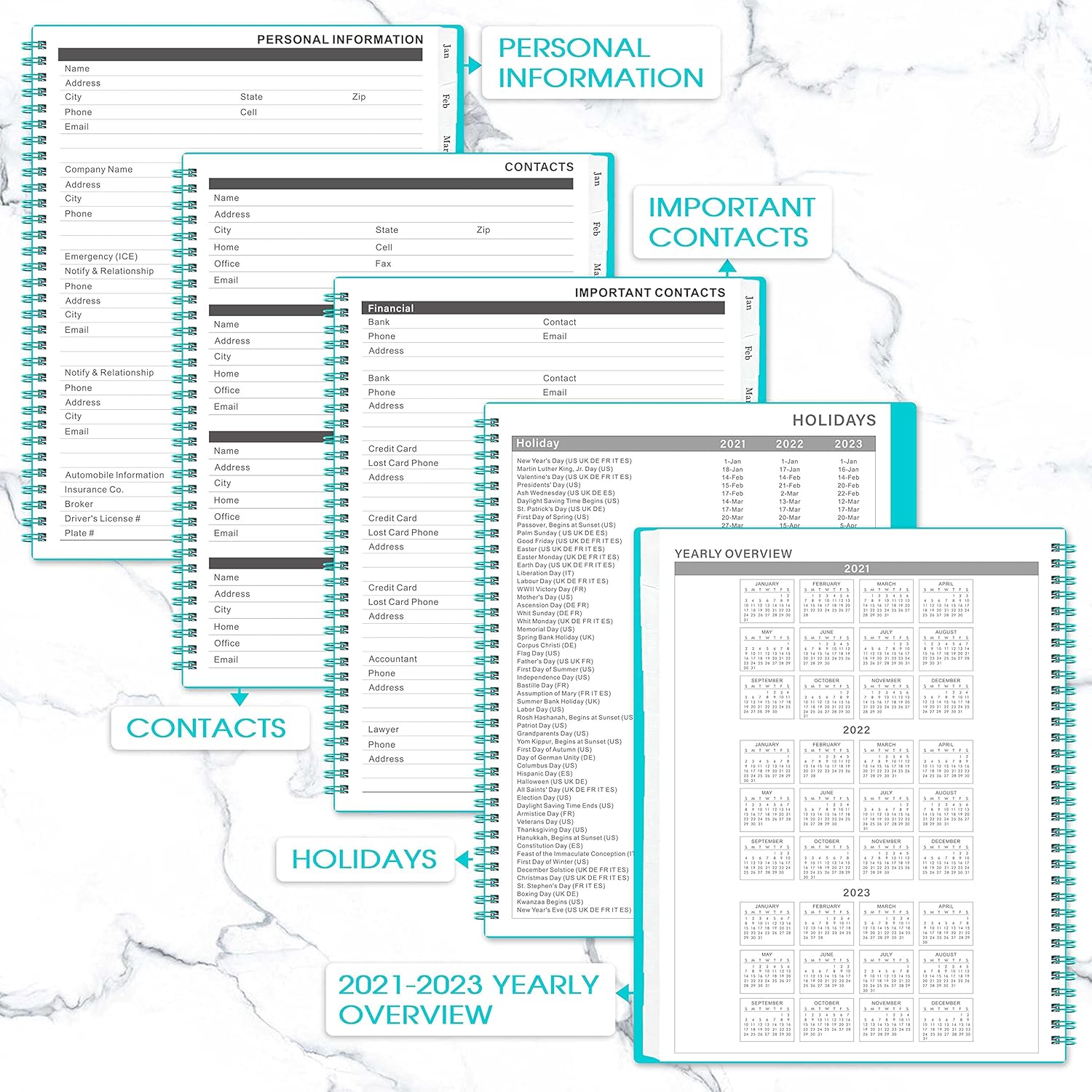 Monthly Planner 2021-2023 - 24 months Planner from July 2021 to June 2023, Monthly Planner 2021-2023, 9.2'' x 11.4'' , Planner with Inner Pocket, 24 Month Tabs, Inner Pocket : Office Products