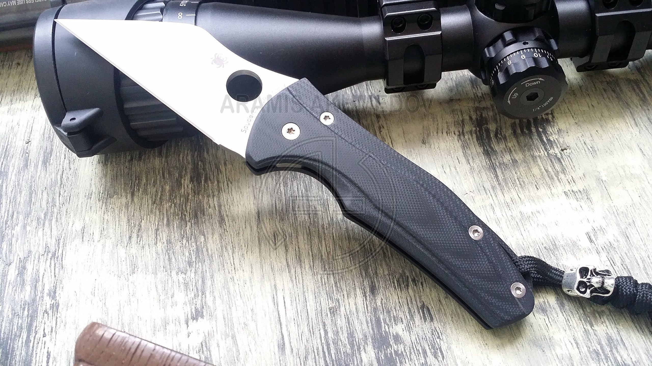 Custome scale for Spyderco Yojimbo 2. Model Marabou. G10- Black (Knife not included)