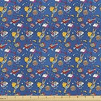 Vista 68 de Lunarable Tela suculenta de The Yard, flores en acuarela estilo pintura coloridas flores de primavera tema de jardinería, tela de microfibra