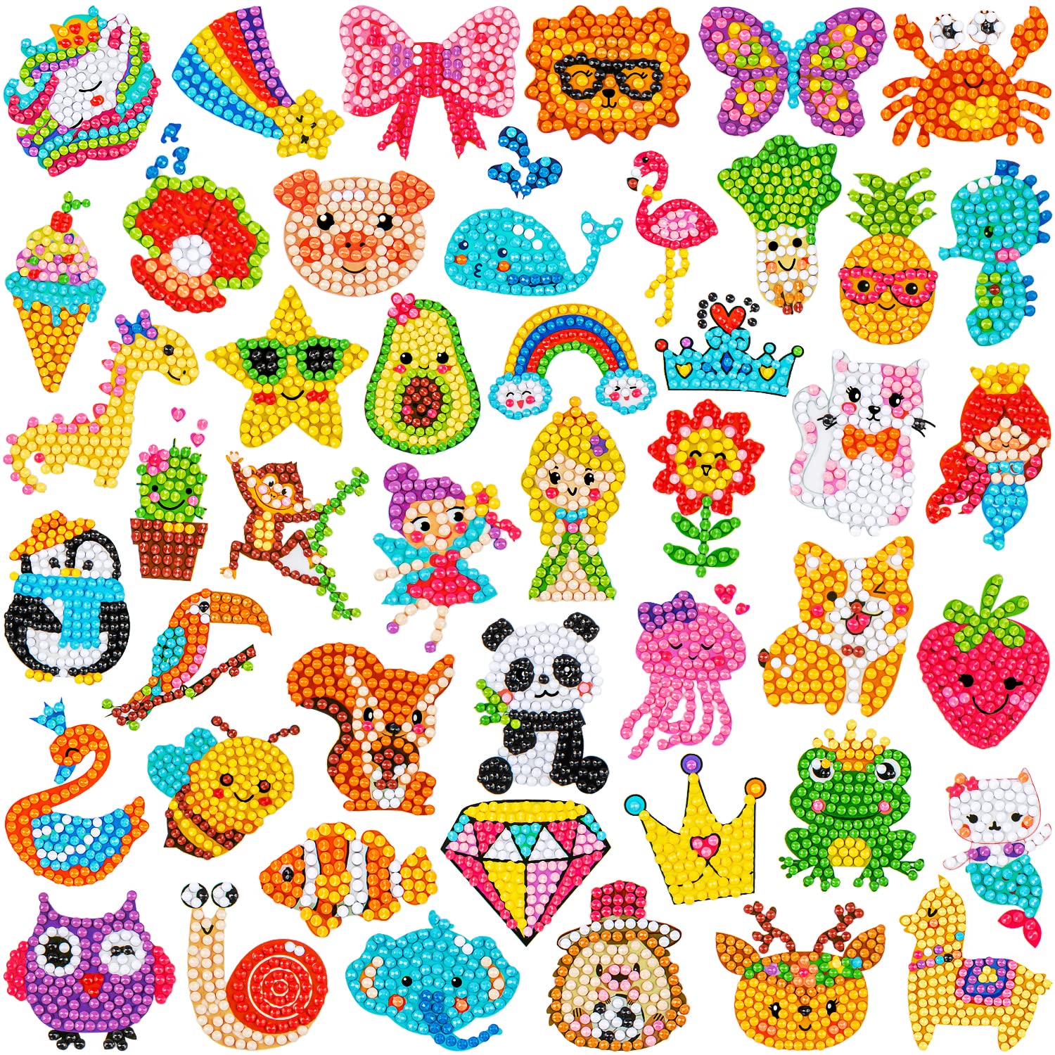 MDCGFOD 46Pcs 5D Diamond Art Kits for Kids Painting Kits by Numbers Cute Animals Creative Diamond Art for Kids Crafts for Girls Ages 8-12 Easy for Kids Adult Beginners to DIY (Animals)