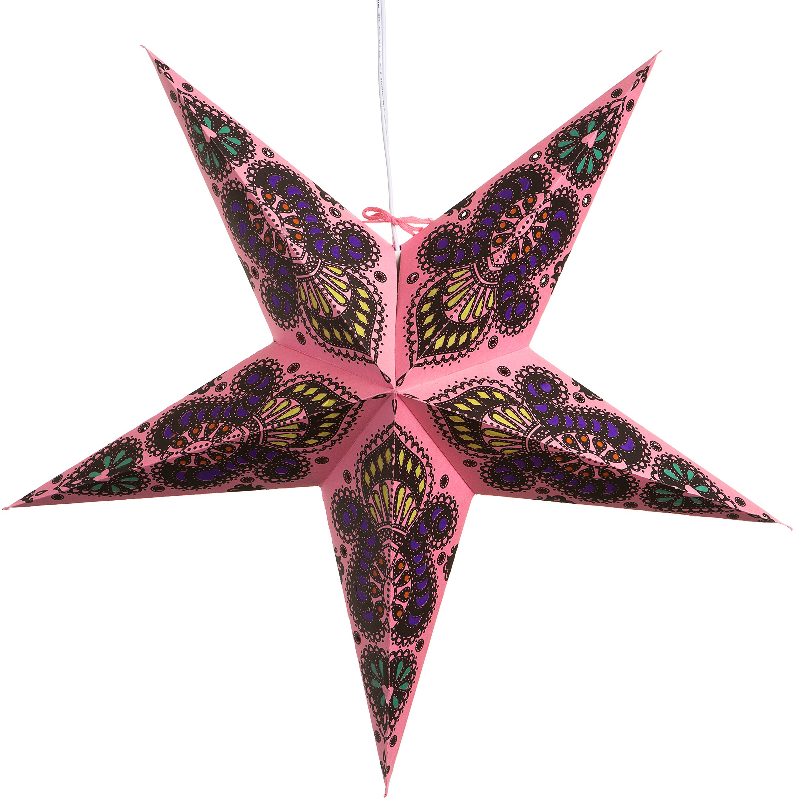 Peacock Pink Paper Star Lantern with 12 Foot Power Cord Included