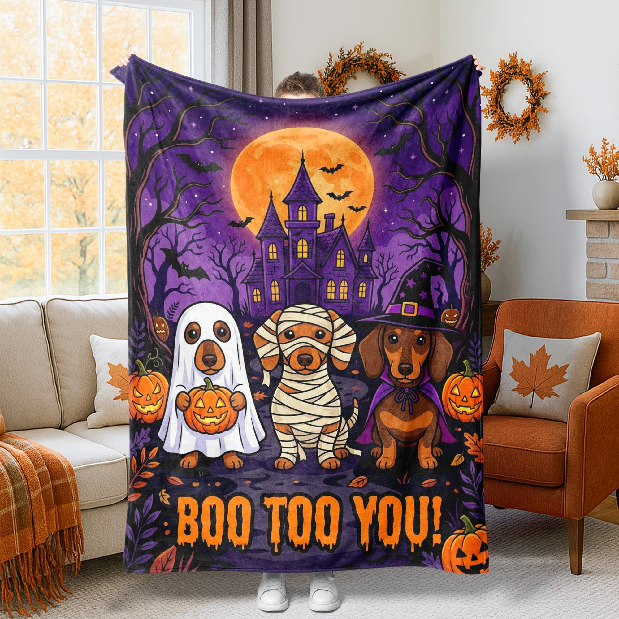 Couverture fantôme d'Halloween plaid douillet pour soirée cinéma et chaise de bureau inclinable