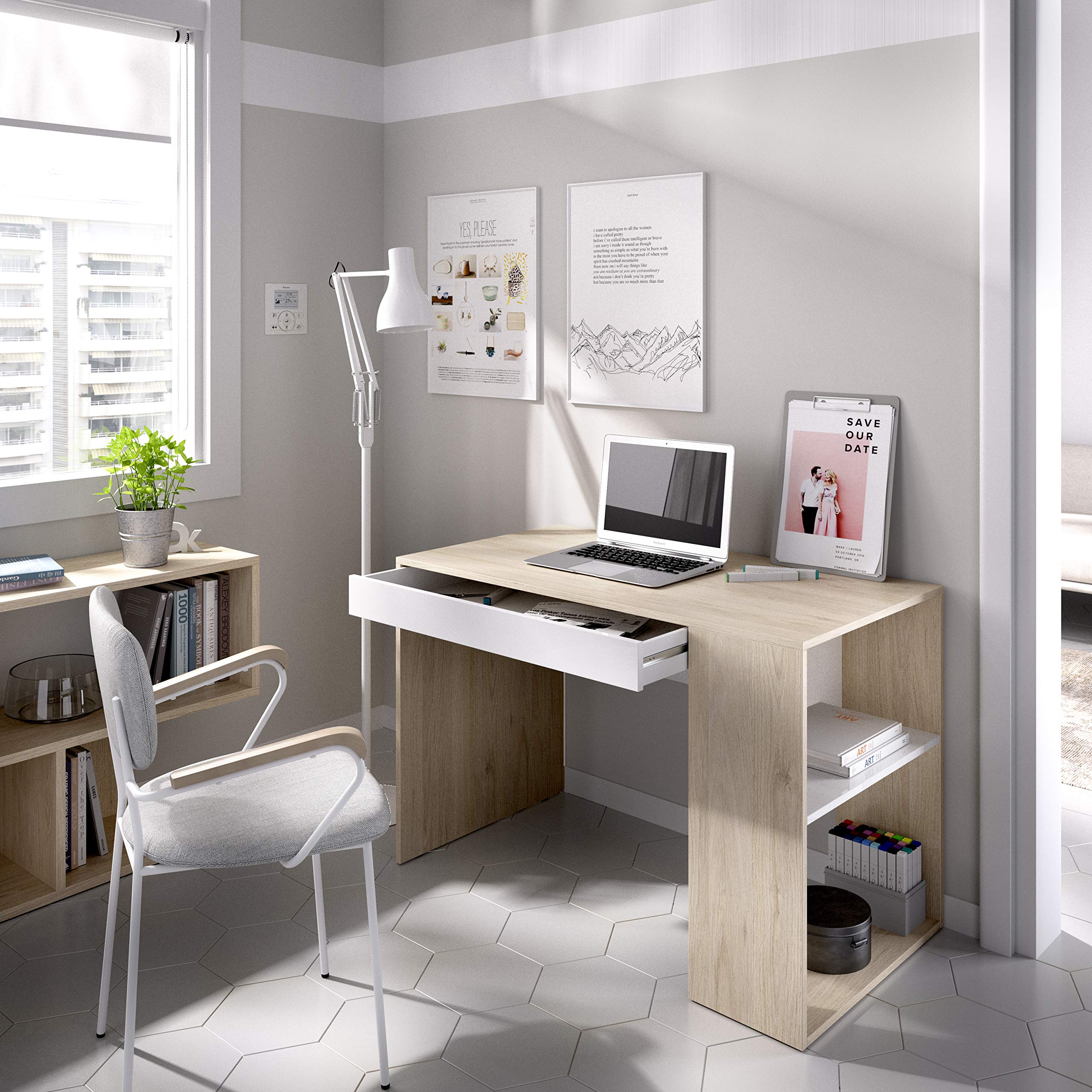 Rimobel DEKIT Grupo TEO Tavolo Scrivania, Legno, Naturale/Bianco, Normale