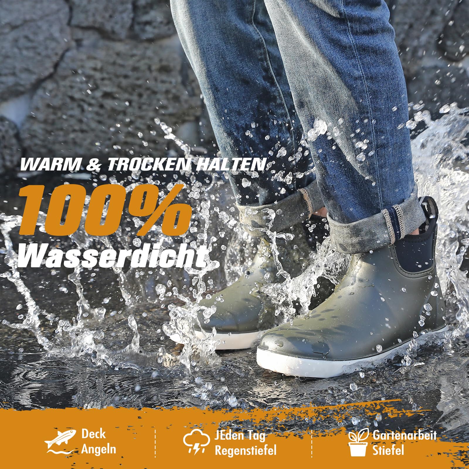 Yenxapei Stivali Gomma Uomo, Stivali Da Pesca, Stivaletti Antinfortunistica Uomo, Da Esterno Antiscivolo Da Pioggia Shorty Boots, Comode Leggere Scarpe Da Giardino