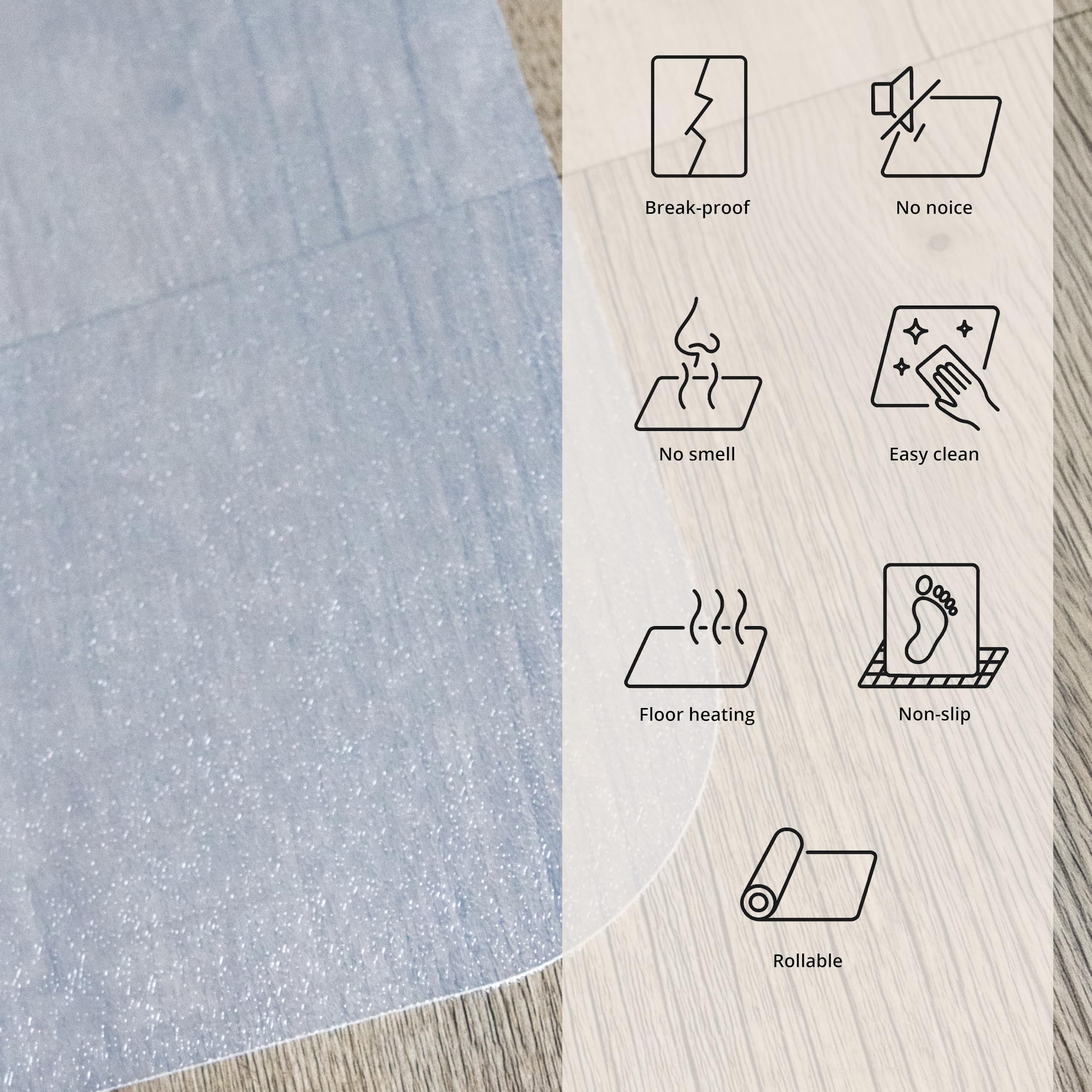 hjh OFFICE Fortiflex - Tappetino protettivo per pavimento, 150 x 116 cm, trasparente, antigraffio e antiscivolo, per pavimenti duri come laminato, parquet e piastrelle