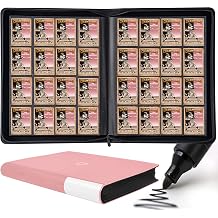D DACCKIT Card Binder 16 Pocket - Fits 1408 Cards,4X4 Ringless Card Album with Sleeves for Trading Cards & Sports CardsModel A,Light Pink