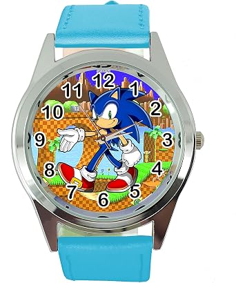 Taport® Orologio al quarzo con cinturino in pelle azzurra per i fan di  Sonic The Hedgehog : Amazon.it: Orologi