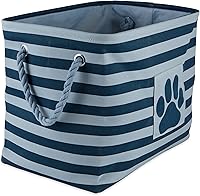Vista 40 de Bone Dry - Cubo de almacenamiento para mascotas con parche de pata rayado, pequeño redondo, gris, para razas medianas