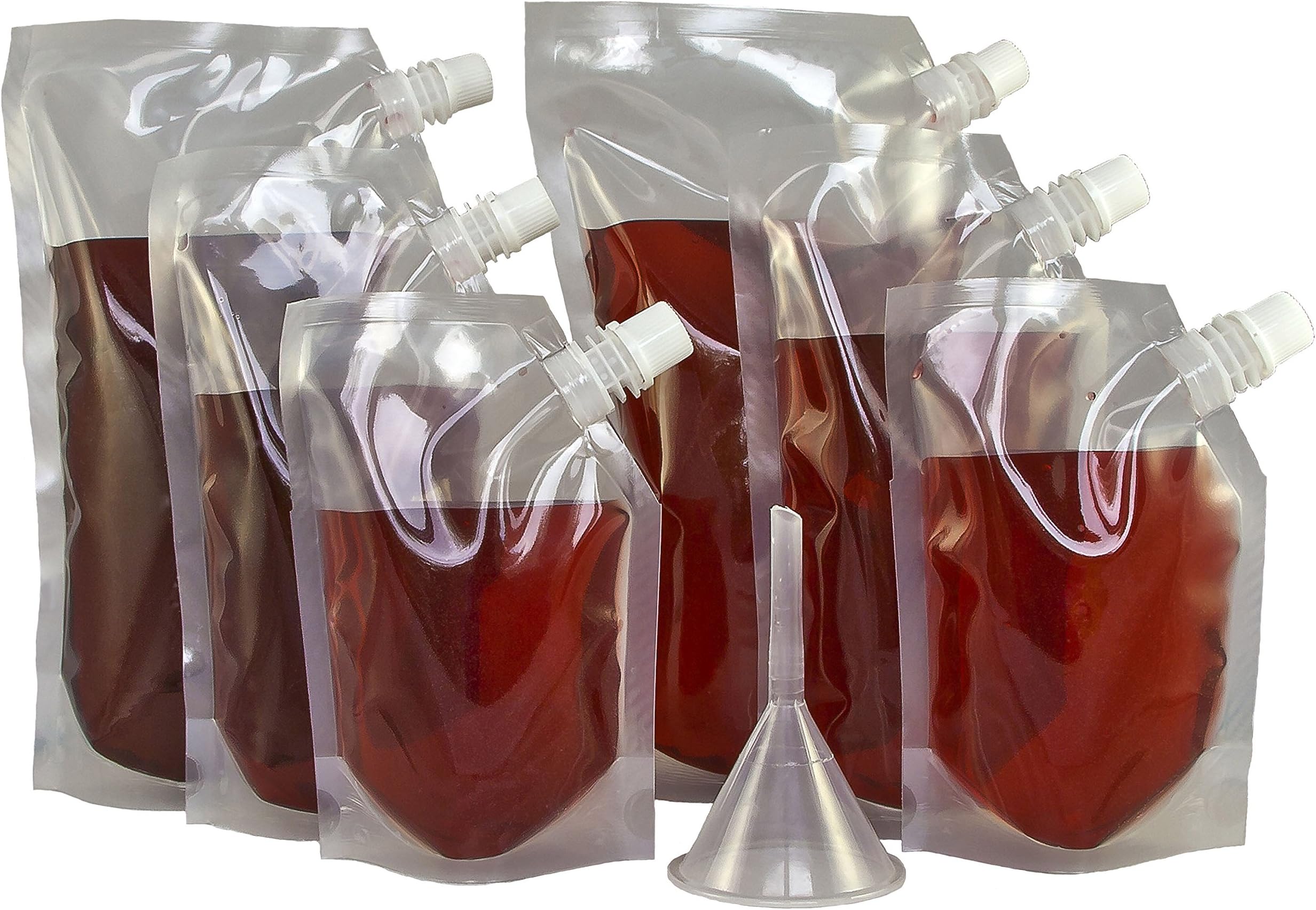 Collapsible Flask Set for Sneaking Alcohol by Boozer Babe, Set Includes ~ 2 ~ 8 oz., 2 ~ 16 oz. 2 ~ 32 oz. & Funnel, Concealable & Reusable