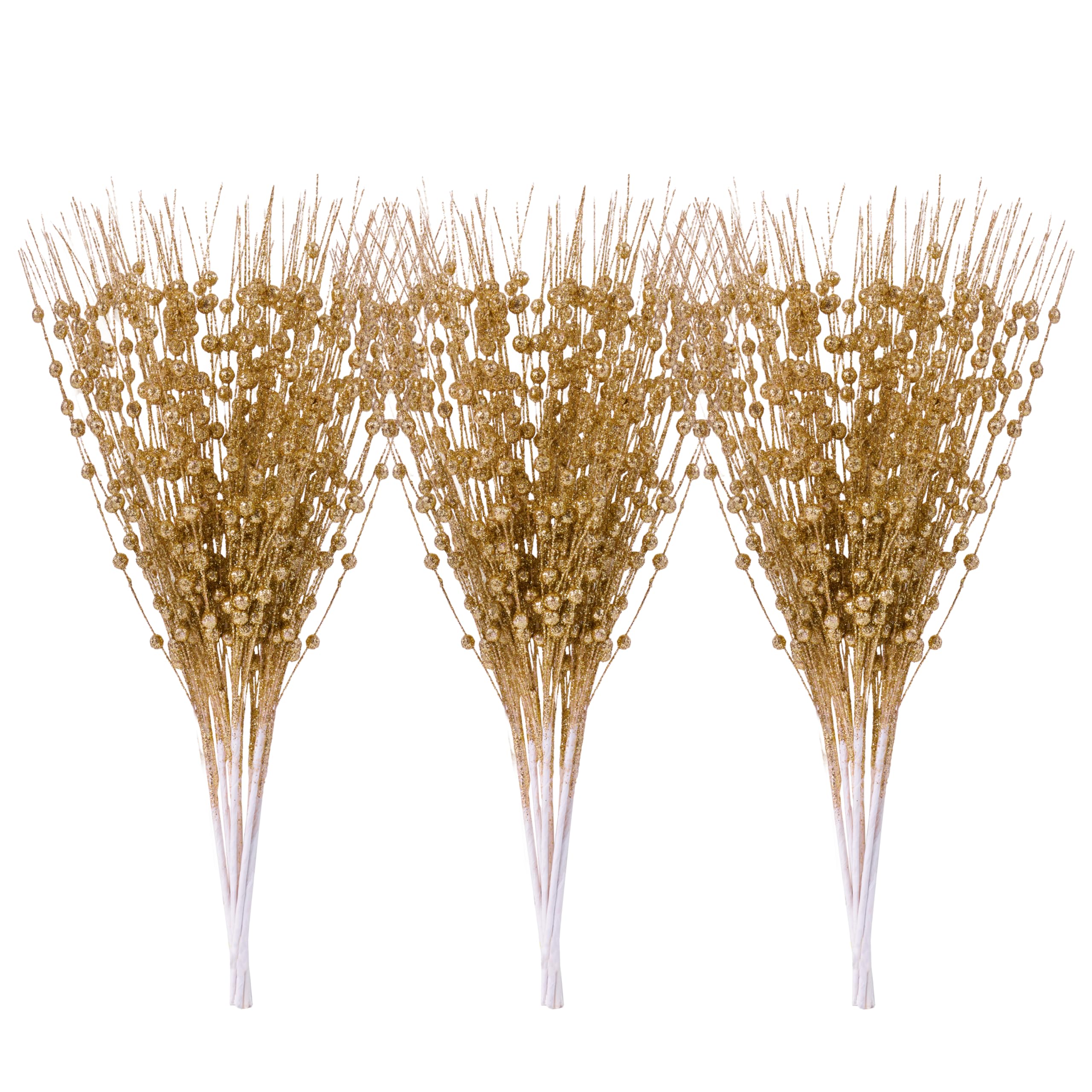 Joiedomi 24 Stück Weihnachtsbaum Beerenstiel (Champagner), dekorative Perlenstäbe, glitzernde Zweige für Weihnachtsbaum, kleine Vase, Urlaub, Hochzeit, Party (43,2 cm, Champagner)