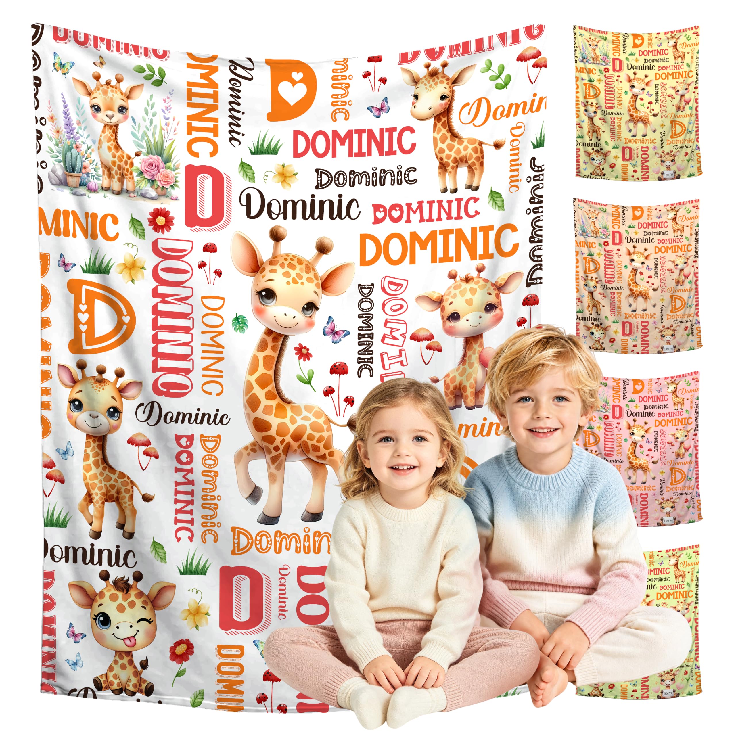 Custom Giraffe Blanket for Boys Girls,Ultra Soft Personalized Gifts Baby Blanket,Customized Throw for Toddlers Newborn Stroller Crib,40"x50"