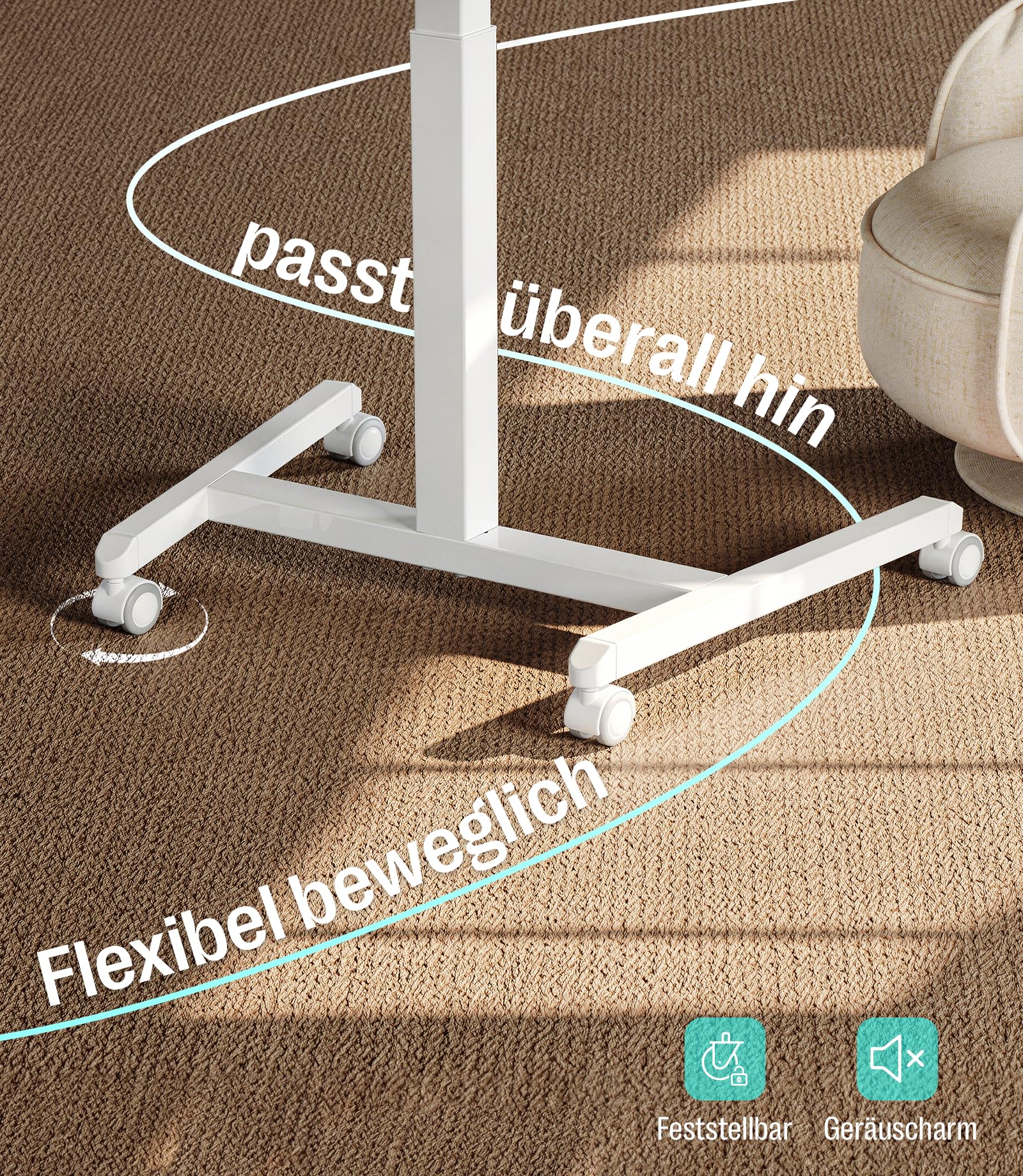 MAIDeSITe Fit Pro Stehpult höhenverstellbar 76–110 cm,Mobiler Schreibtisch mit Rollen,pneumatischer Laptoptisch mit klappbarer Tischplatte,Beistelltisch für Homeoffice