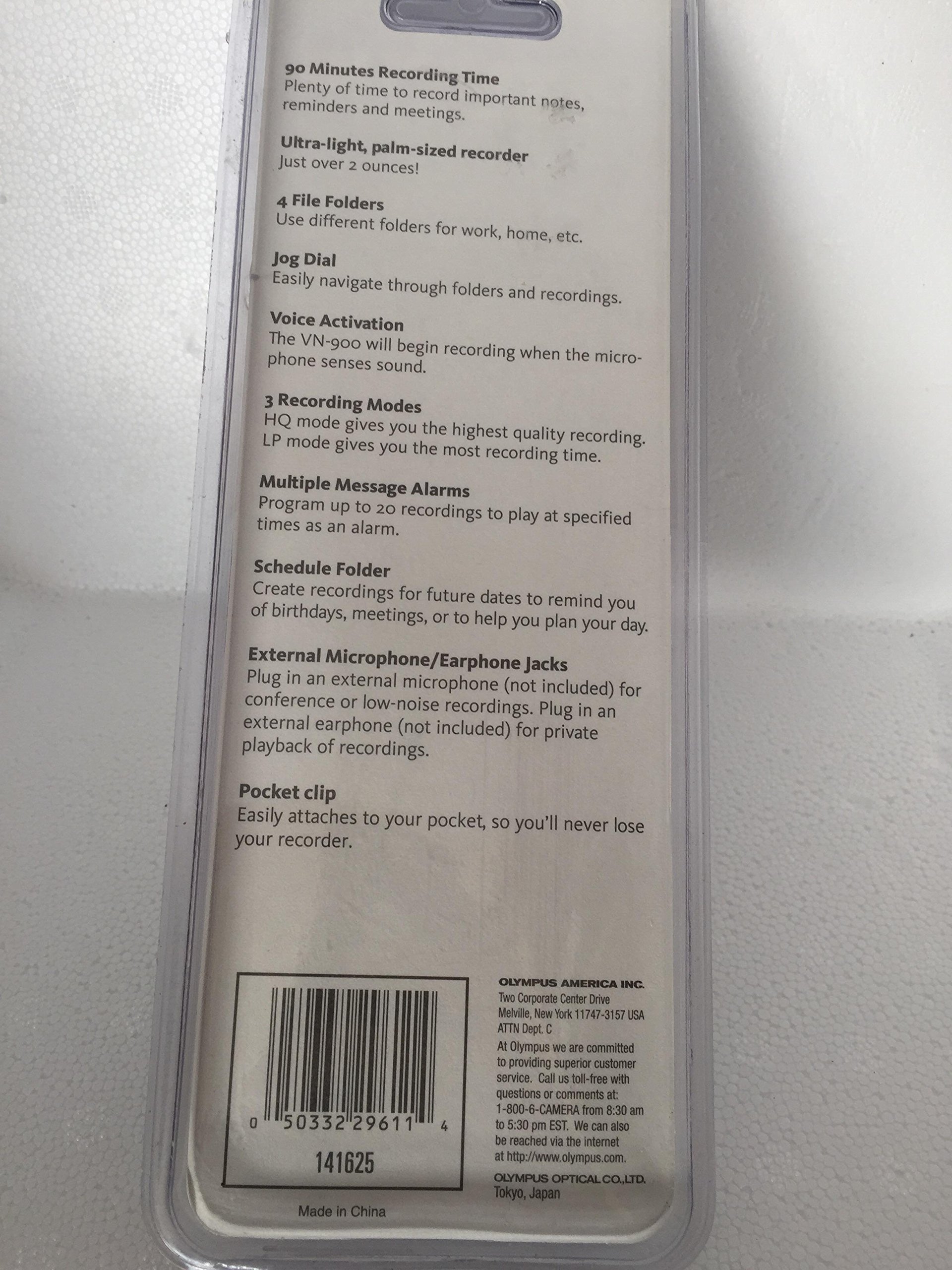 Olympus VN-900 Digital Voice Recorder in retail packaging with AAA batteries