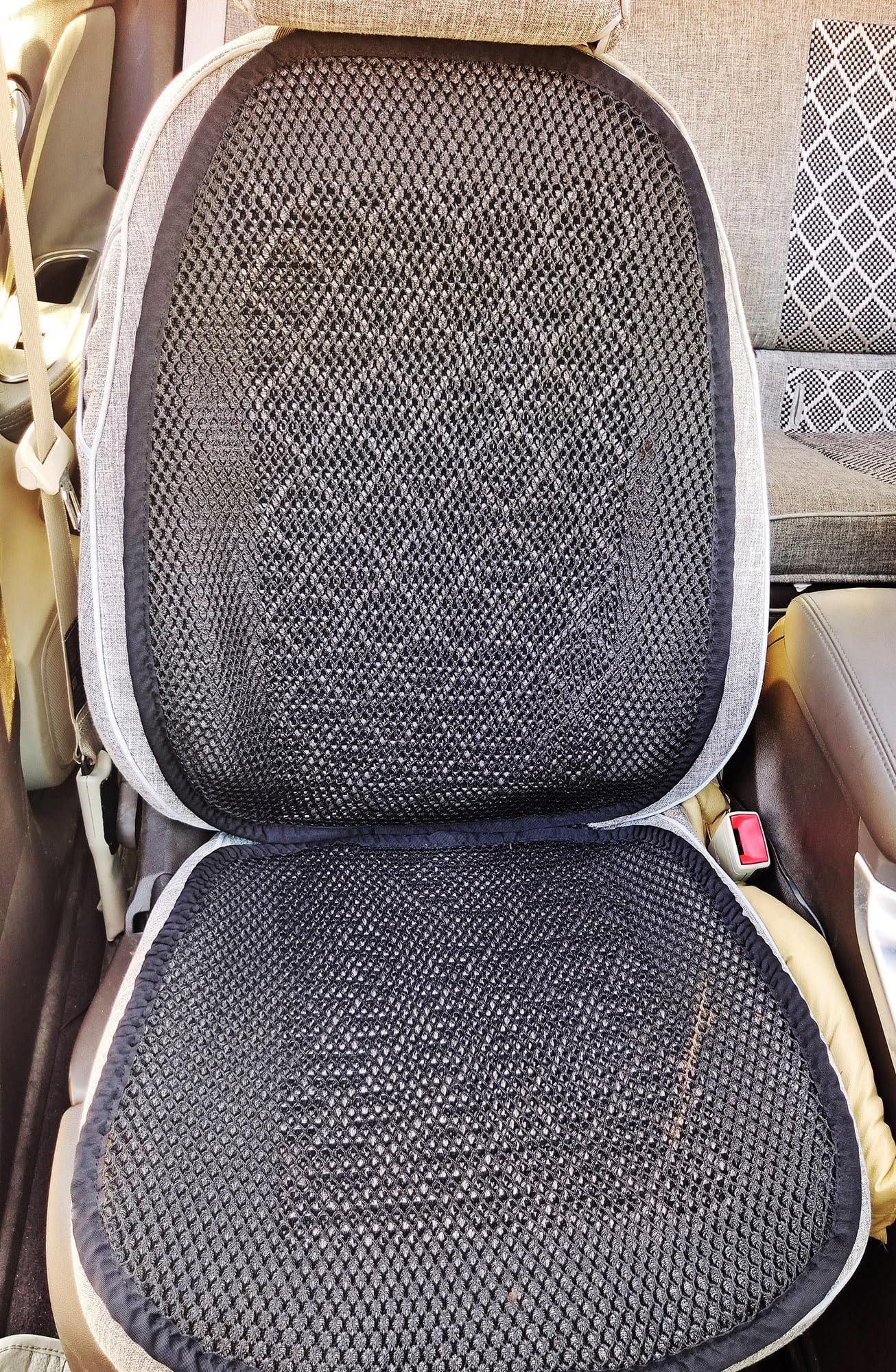 Coussin d'été frais en maille 3D respirante pour siège de voiture, housse universelle pour coussin de voiture, accessoires intérieurs (noir, 2 coussins de siège + 2 dossiers)
