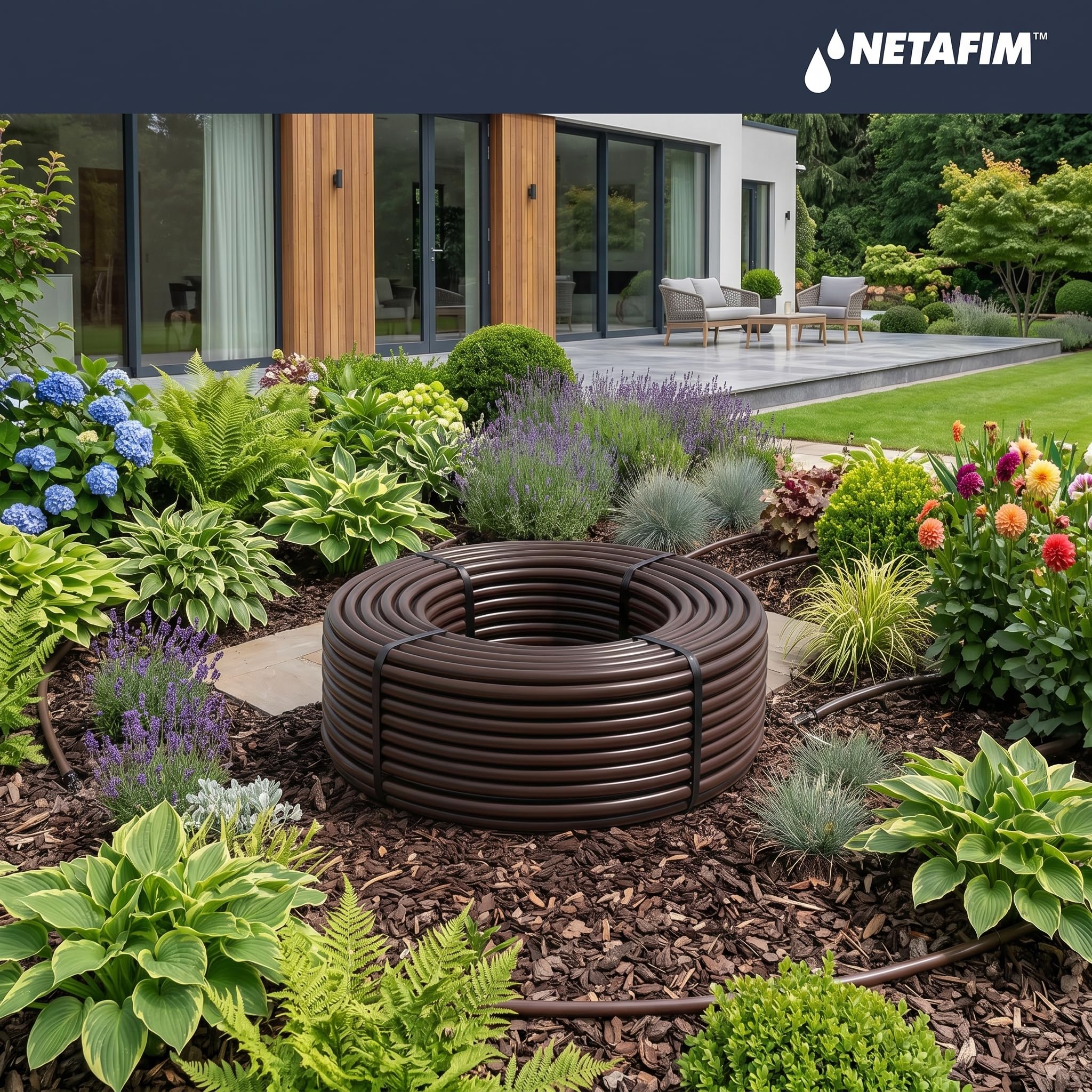 NETAFIM (Weltmarktführer) UniTechLine 16012 AS Tropfrohr 100m, 1,6 l/h, 30cm Abstand. Druckkompensierender Tropfschlauch mit Wurzeleinwuchssperre, ober- & unterirdisch.NETT