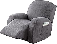 Vista 8 de Genina Funda para Silla Reclinable, Fundas Elásticas para Sillas Reclinables, Fundas para Sofá Reclinable de Rayas de Jacquard, Fundas Protectoras