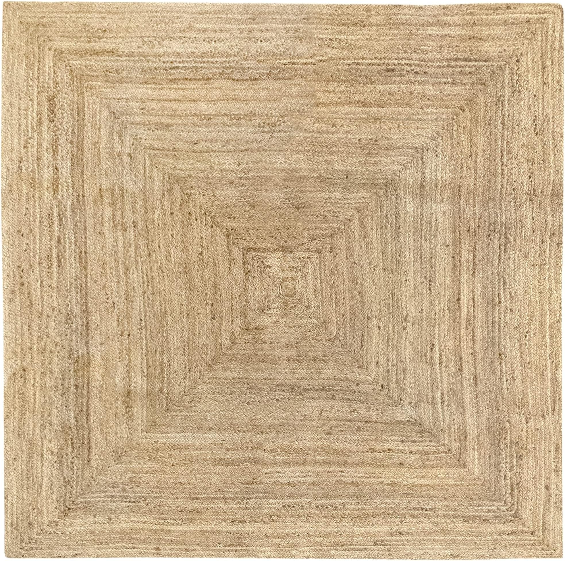 HAMID Rug Jute Alhambra Natural Colour, Jute Rug, Area Rug 100% Jute Fibre Hand Wovem, Braided Rug for Home, Living Room, Floor Carpet..(200x200cm)