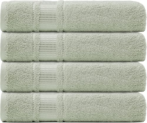 Melissa Linen, Juego de 4 toallas de baño y ducha de 100% algodón turco, de secado suave y rápido, calidad duradera de spa y hotel, altamente