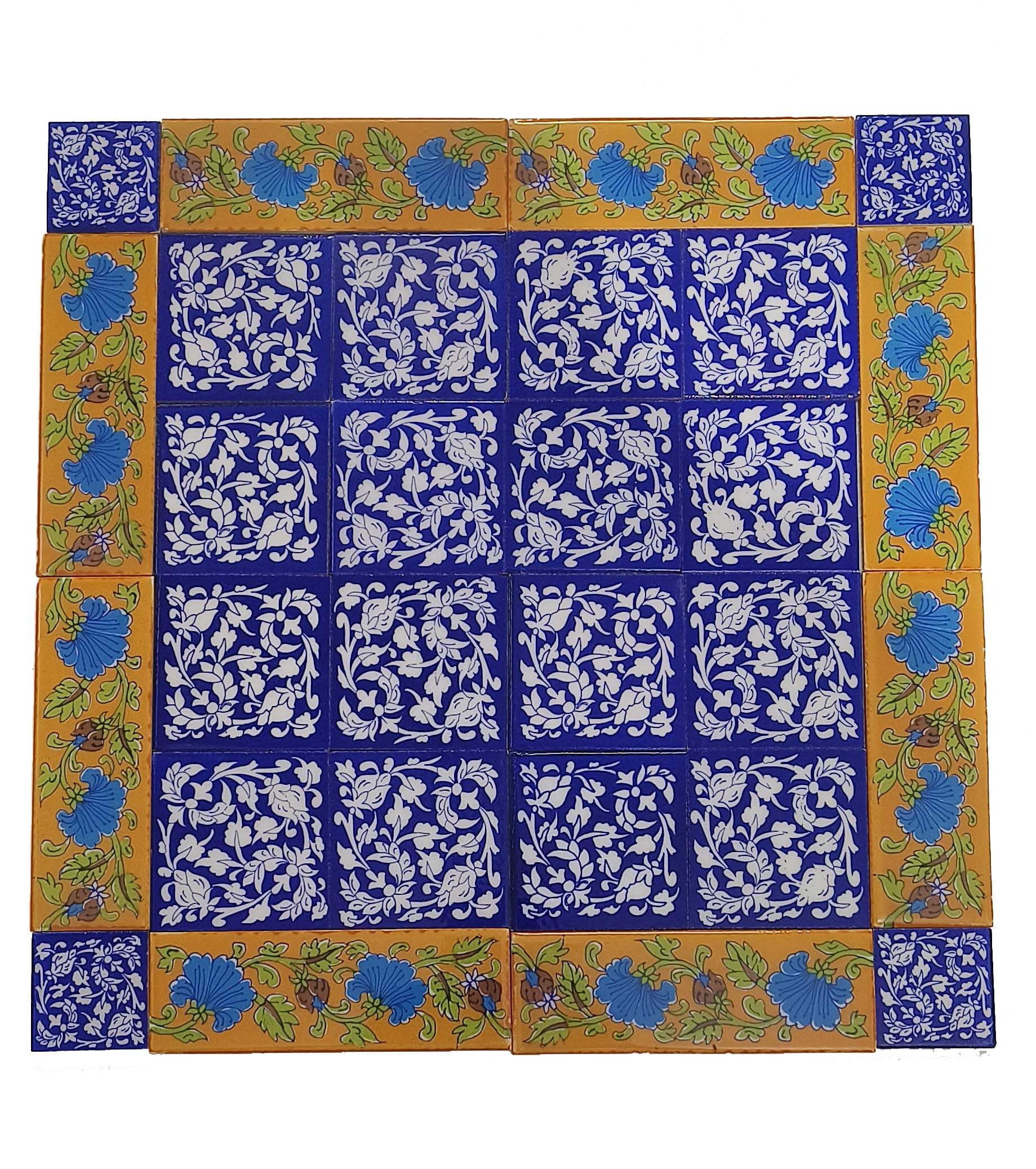 Shiv Kripa Blue Pottery Home Decor Wall Mural Mosaic Tiles Ceramic Handmade Wall Decorative Tiles Pack of 28 Tiles-picture-14