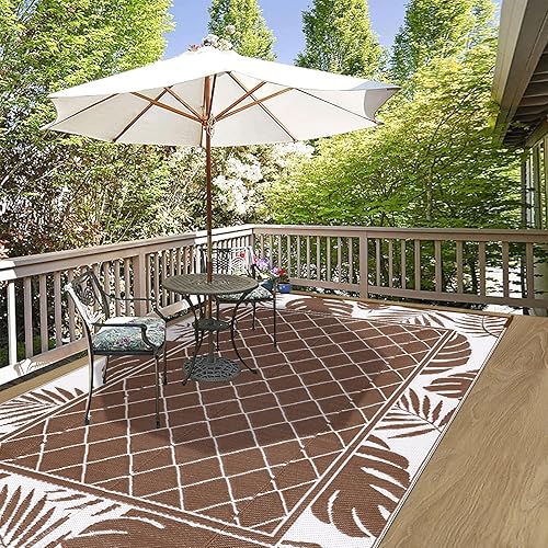 Miniatura 6 de Ileading Alfombra de exterior para patio, 4 x 6 pies, impermeable, reversible, portátil, de plástico, para campamento, interior y exterior, para