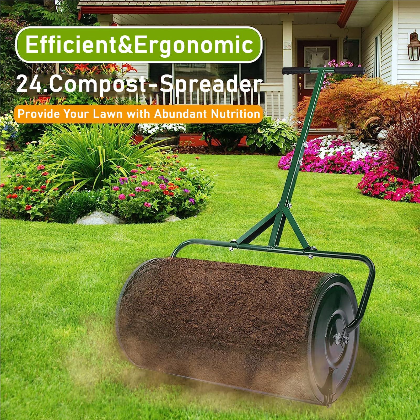 24-inch turfmosstrooier, compoststrooier Turfmosstrooier, compoststrooier Metalen gaas met T-vormige handgreep, voor gazon Tuin Yard Moss Duurzaam Lichtgewicht voor planten, zaaien