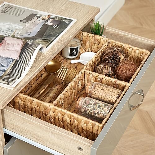 Miniatura 5 de Vagusicc Cesta de almacenamiento dividida de mimbre, cestas de mimbre de jacinto de agua tejidas a mano, cesta para organización de cajones, cestas