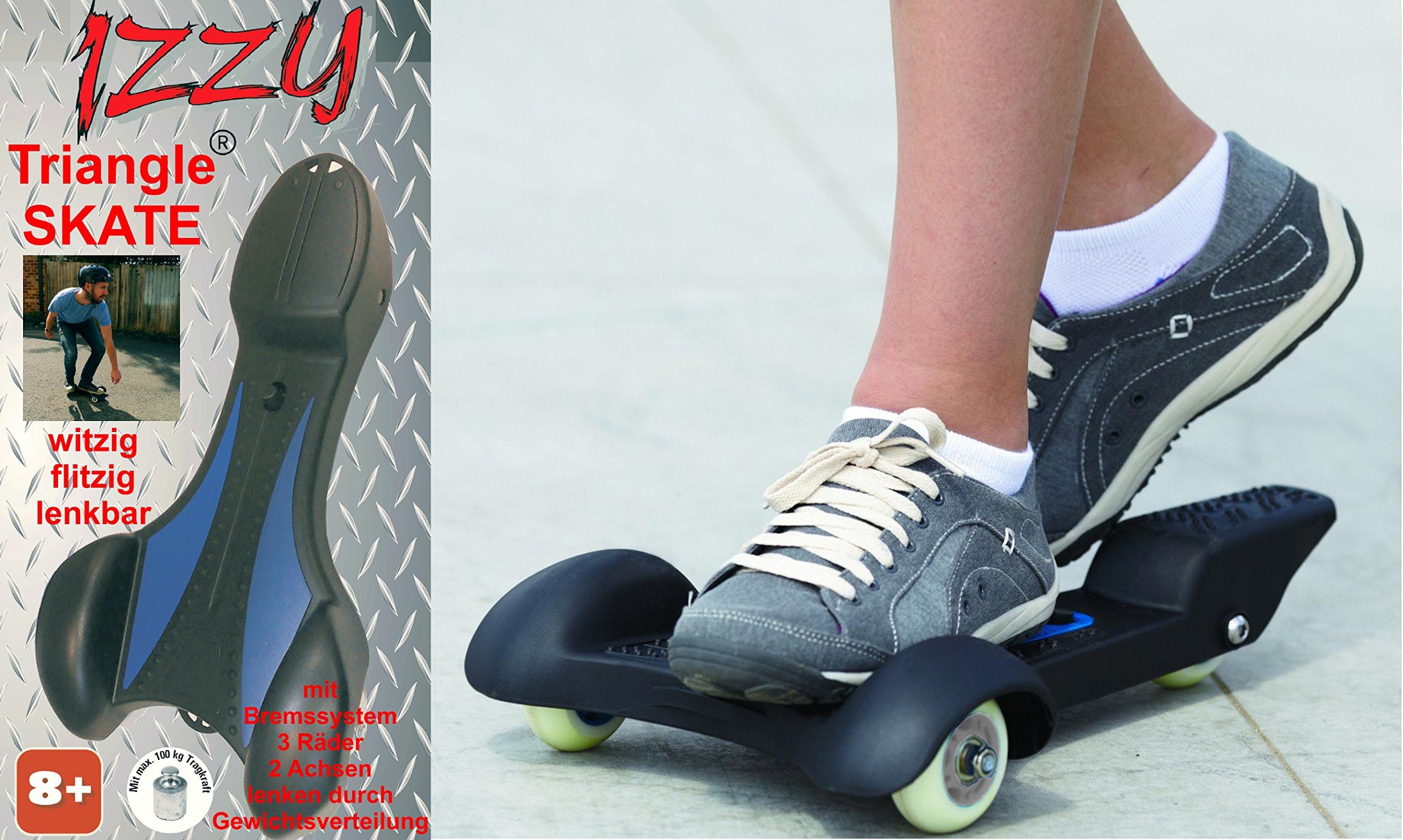 Tri-Skate Skateboard Foot Skate Fun Board Mini-Skateboard Blue