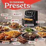 Gourmia Friteuse à air numérique 7 Quart, grande friteuse avec 12 préréglages de cuisson, panier XL de 1700W, multifonction GAF716 Noir et accents en acier inoxydable FRY FORCE 360°
