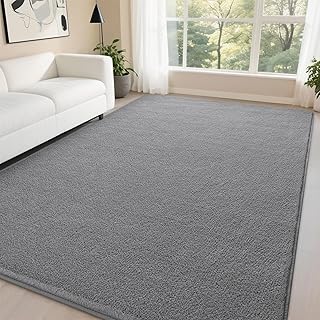 DweIke 4x6 Grey Area Rugs for Bedroom, Super Soft Living Room Rug, Thickened Memory-Foam Throw Carpet, Non-Slip and Washable Carpets for Kids Boys Girls Room Dorm Nursery Home Decor