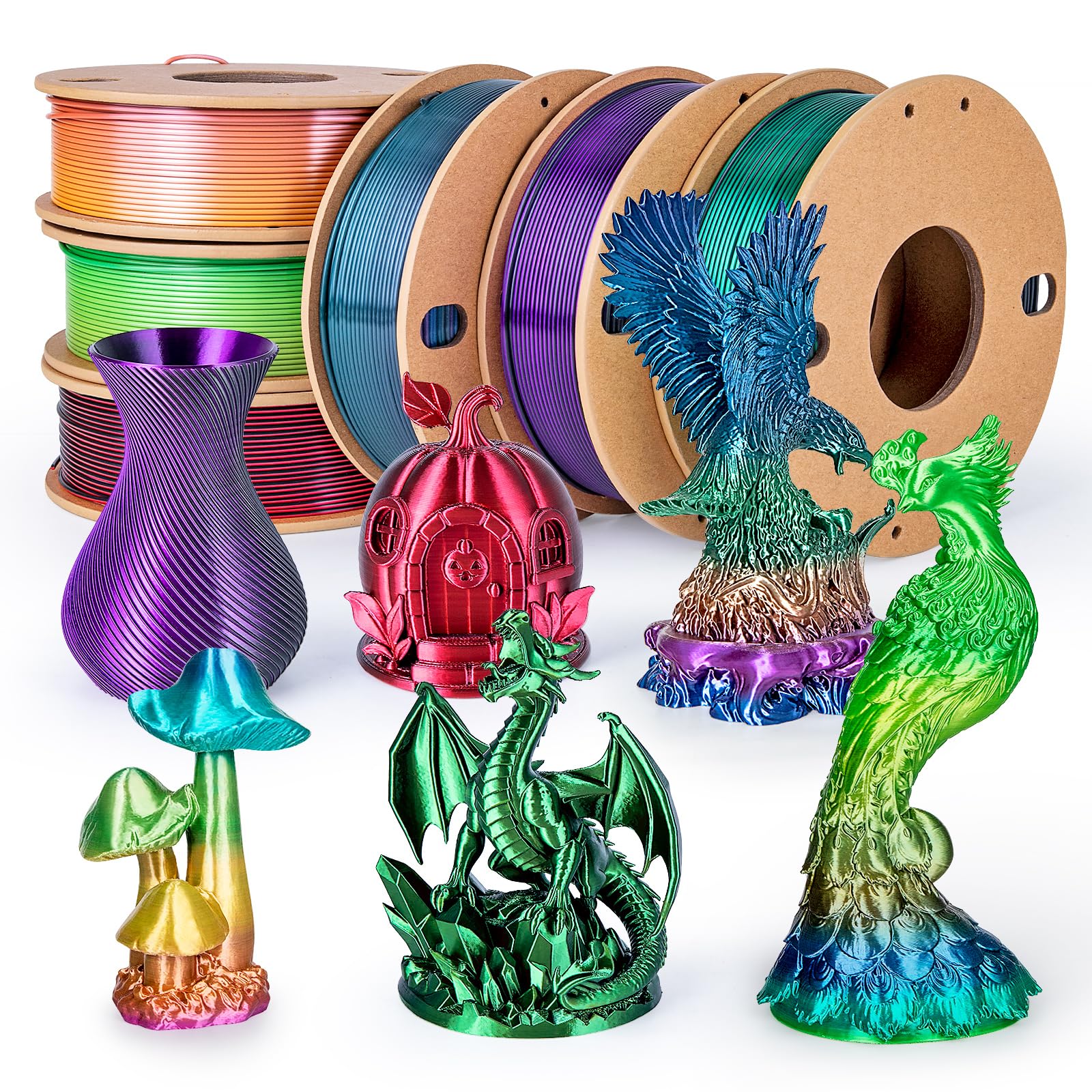 Silk Triple Color 3D Printer Filament - Vibrant Prints -31