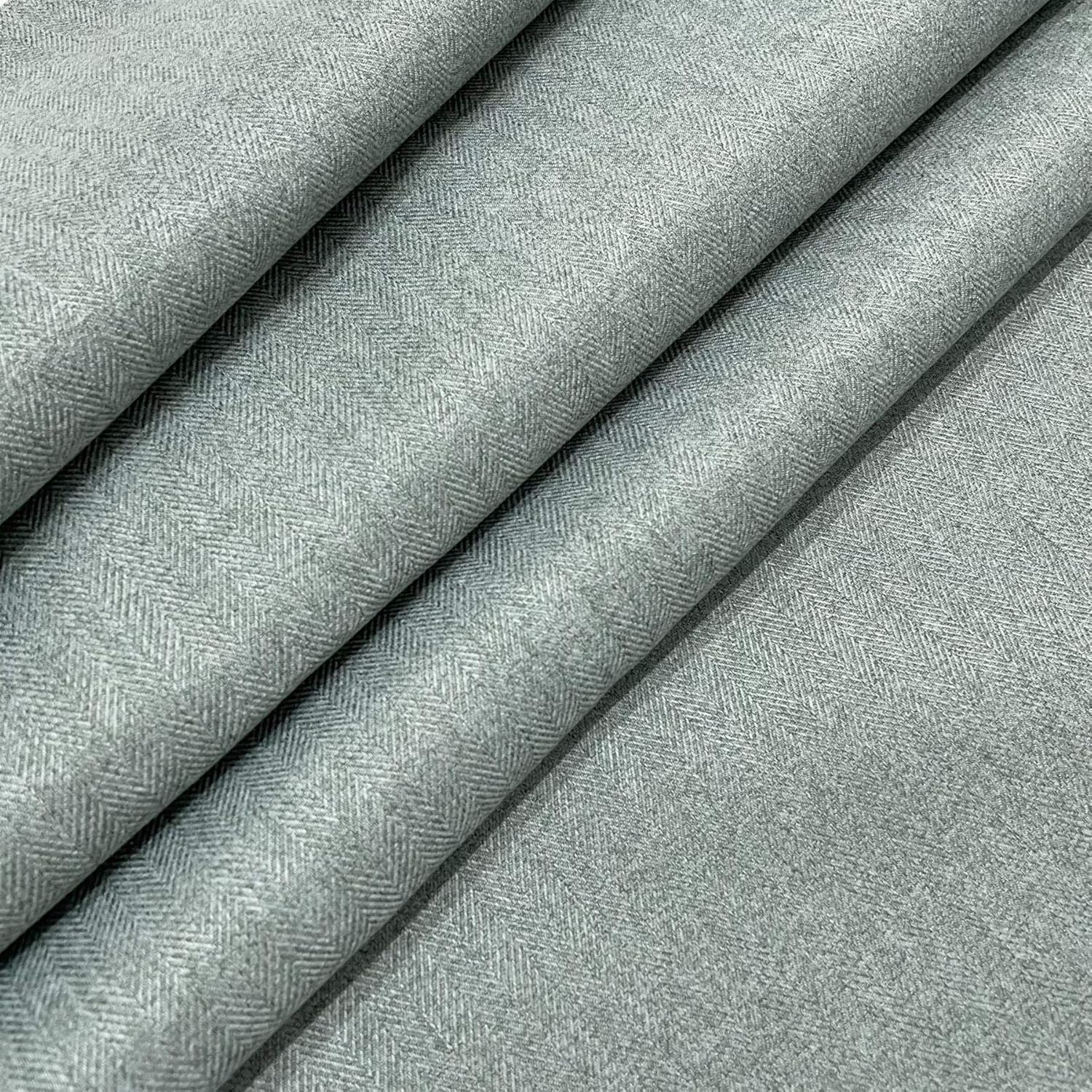 Luxury Tweed Faux Wool, Fire Retardant, Chevron Herringbone Upholstery Fabric, 140cm Wide, Sold by The Metre (Duck Egg)